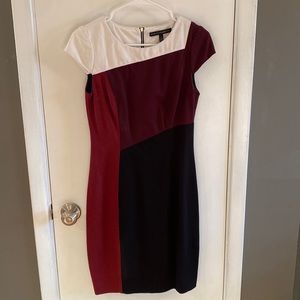 White House Black Market Red Burgundy Black Dress